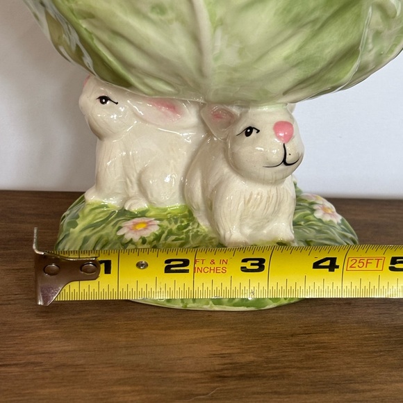 Easter Cabbage and Bunny Pedestal Bowl - Picture 7 of 7